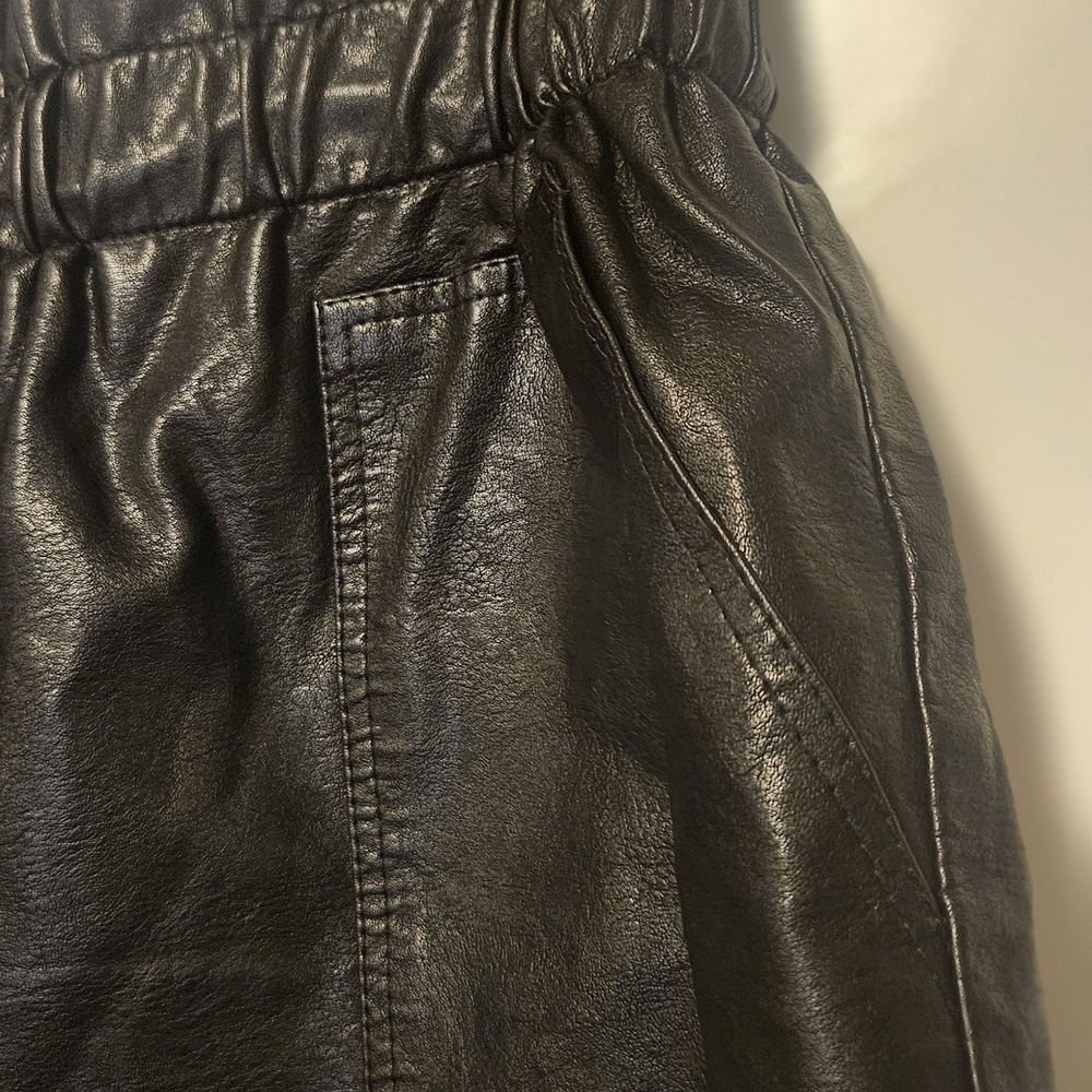Black Faux Leather Women's Shorts - Picture 2 of 3